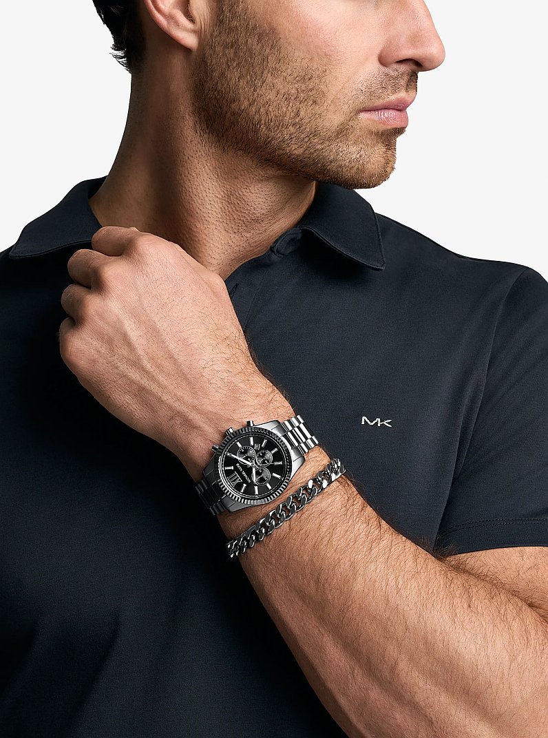 Set de regalo con reloj Lexington oversize y pulsera en tono plomizo in PLOMIZO | Michael Kors