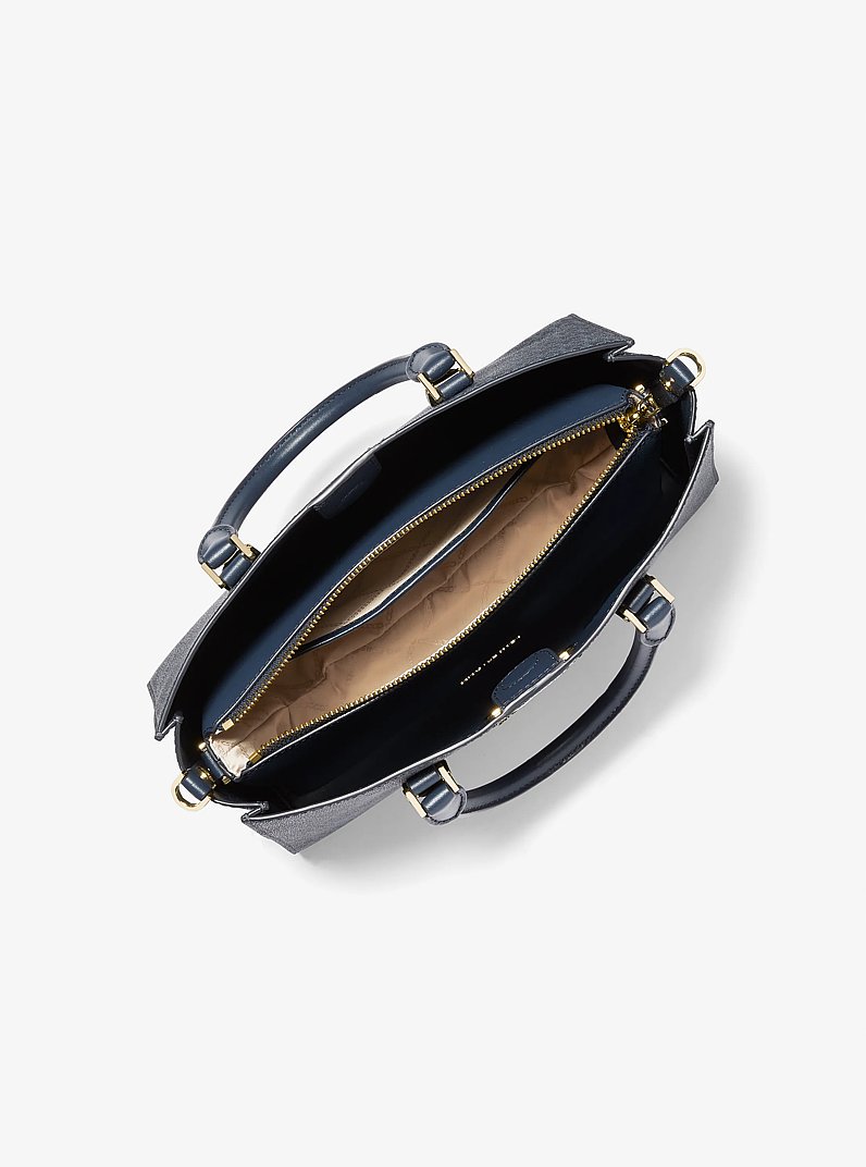 Bolso satchel 2 en 1 mediano con logotipo in AZUL OSCURO/AZUL P&Aacute;LIDO | Michael Kors