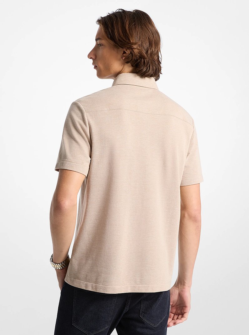 Cotton Blend Piqu&eacute; Oxford Shirt