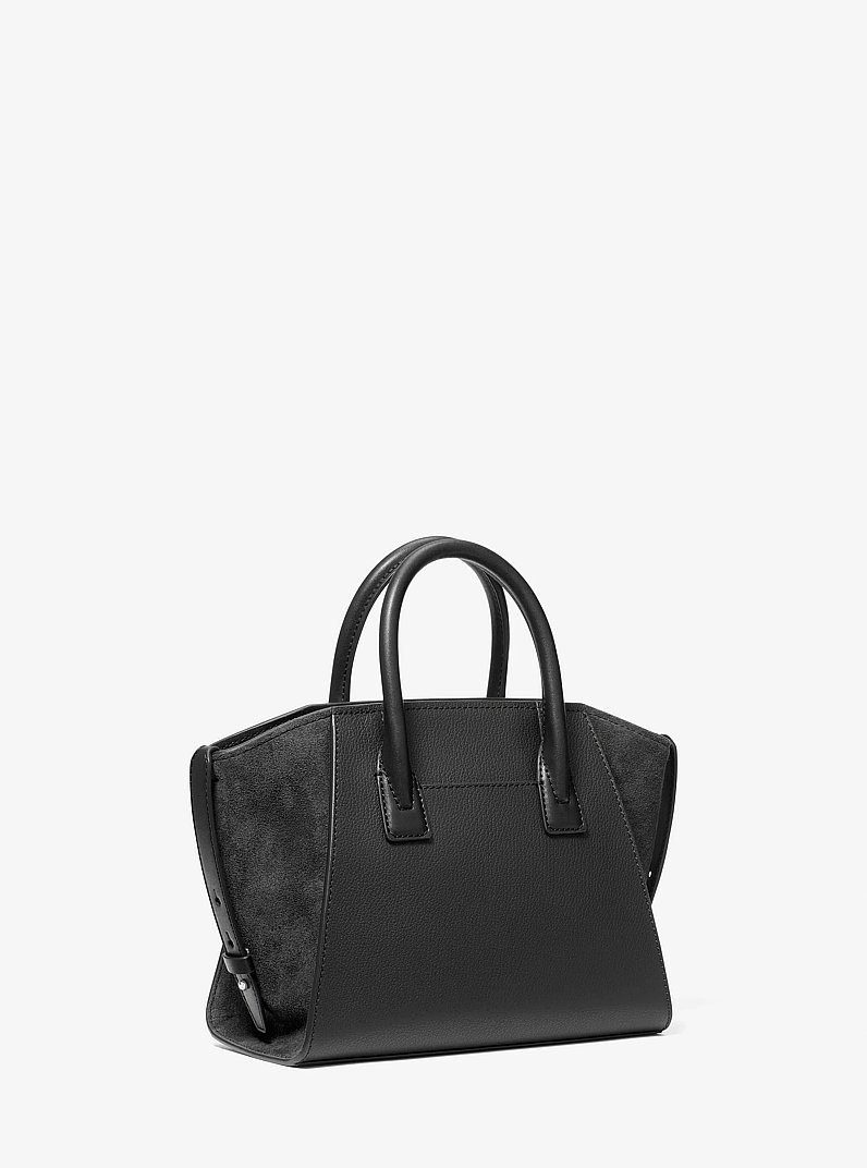 Petit sac &agrave; main Avril en cuir et en su&egrave;de in NOIR | Michael Kors