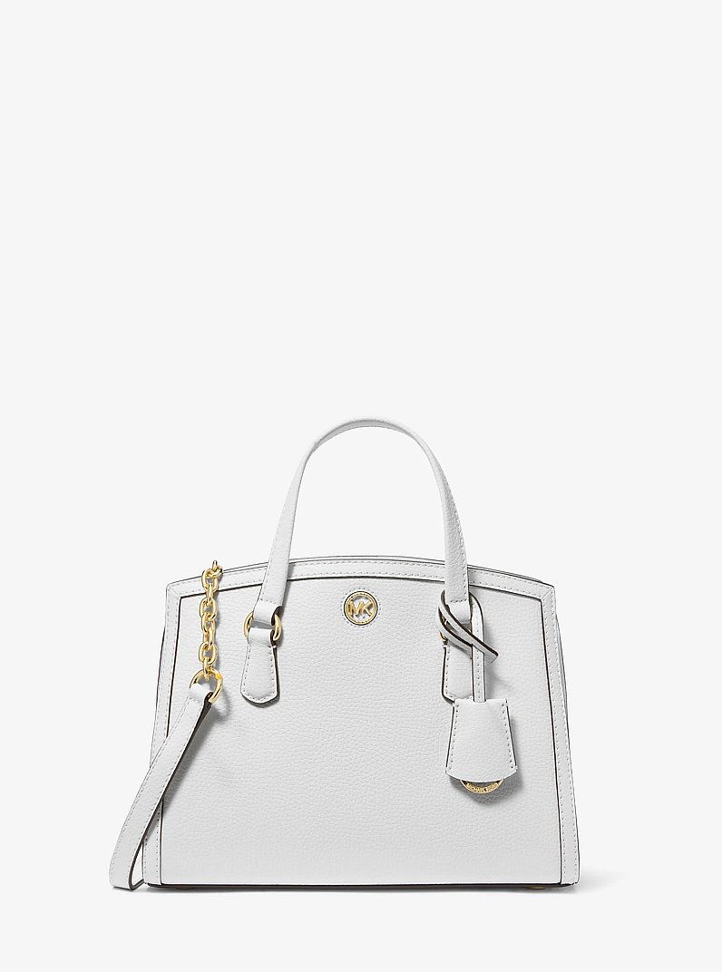 Chantal Small Pebbled Leather Messenger Bag in OPTIC WHITE | Michael Kors
