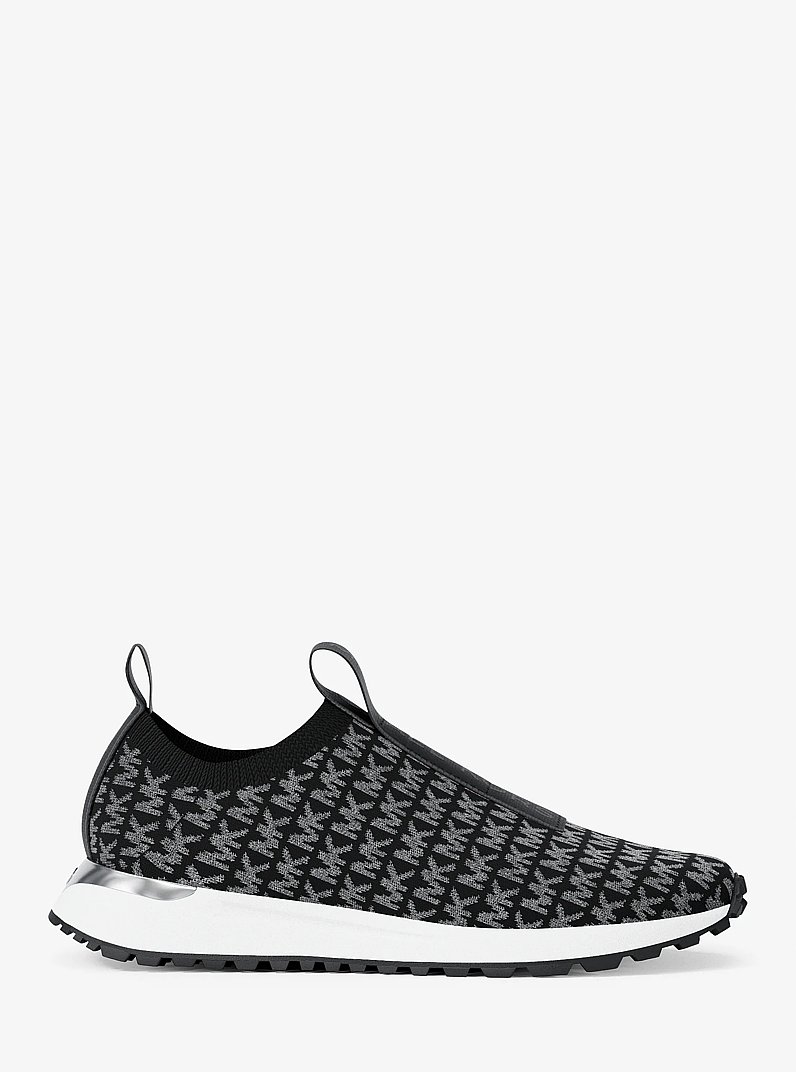 Bodie Metallic Logo Knit Slip-On Sneaker in BLACK | Michael Kors