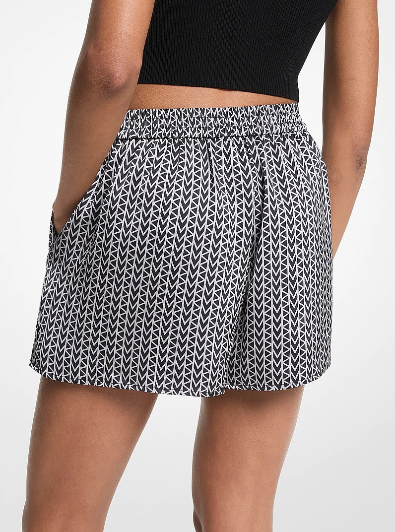 MK2000 Logo Satin Shorts in NICKEL | Michael Kors