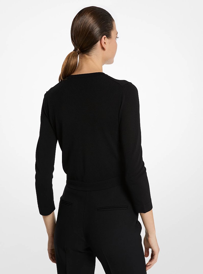 Stretch Viscose Baby Cardigan in BLACK | Michael Kors
