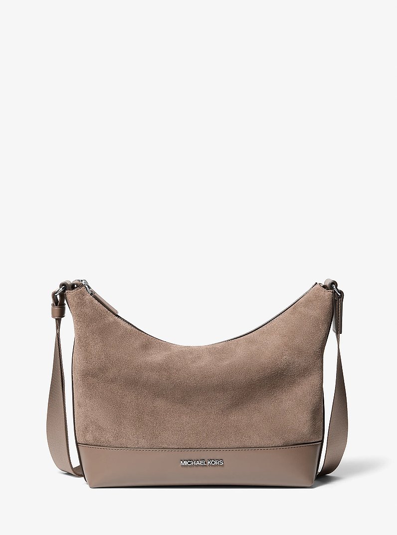 Cooper Suede Crossbody Bag in MUSHROOM | Michael Kors