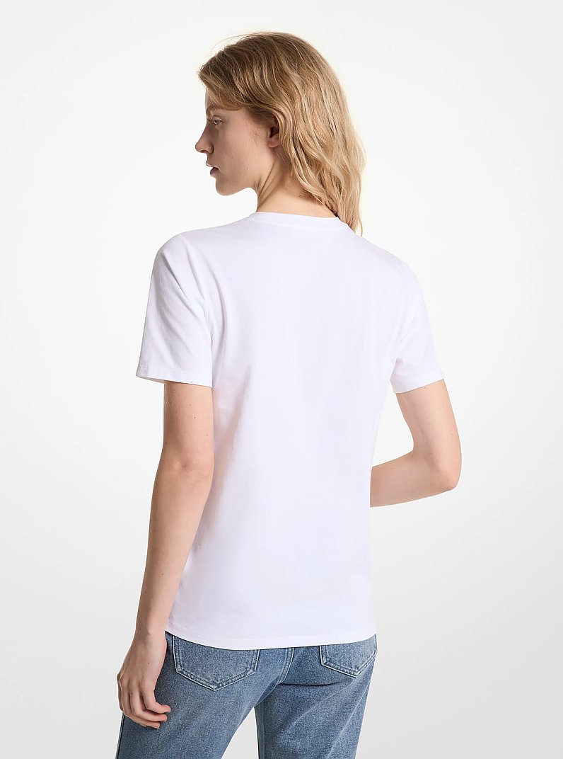Sequined Cherry Organic Cotton Jersey T-Shirt in WHITE | Michael Kors