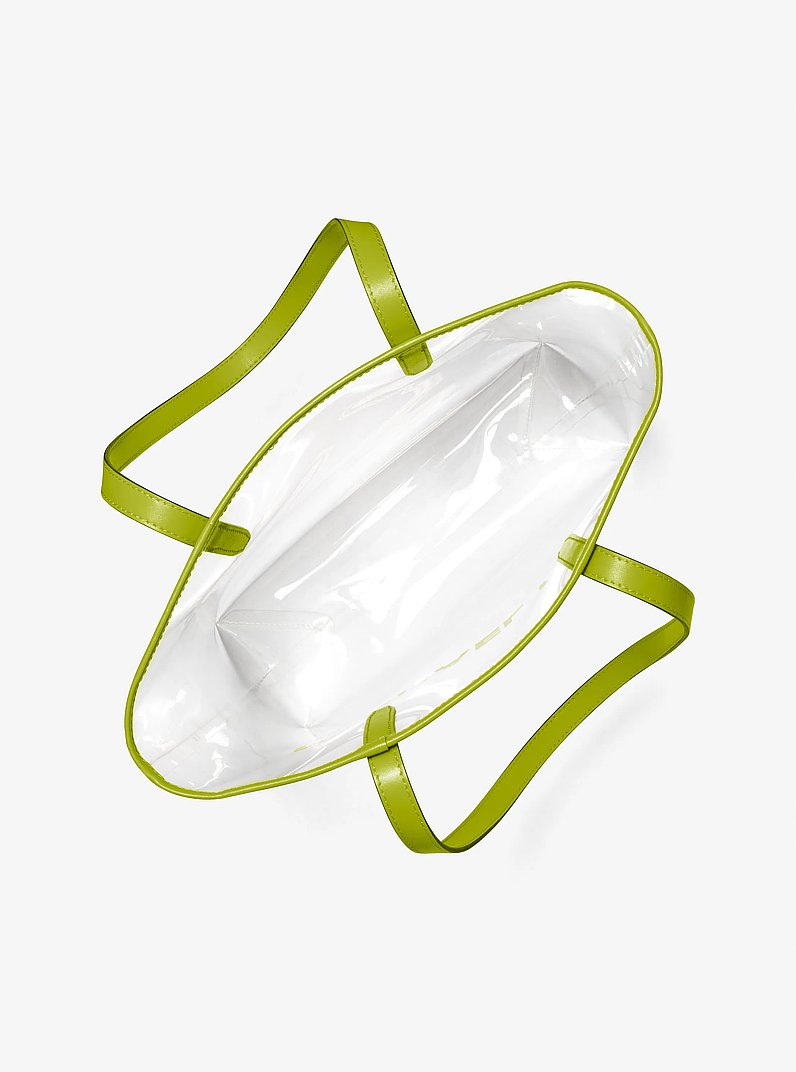 The Michael Large Clear Vinyl Tote Bag in LIME | Michael Kors