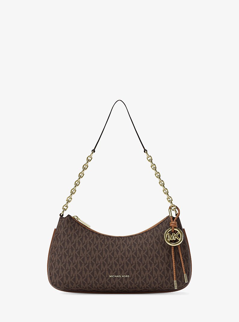 Nolita Medium Signature Logo Chain Pochette in BRN/ACORN | Michael Kors