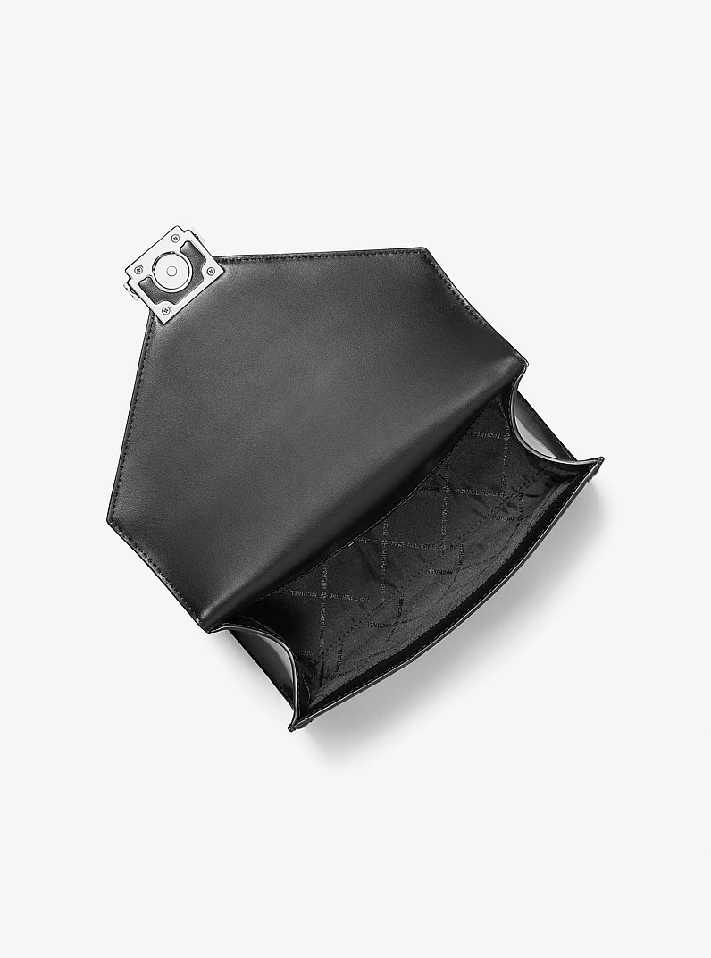 Whitney Medium Signature Logo and Metallic Shoulder Bag in BLACK COMBO | Michael Kors