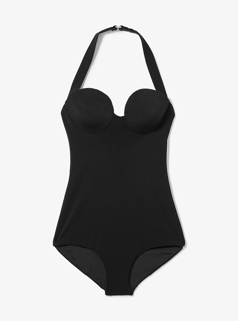 Crepe Sweetheart Swimsuit in BLACK | Michael Kors