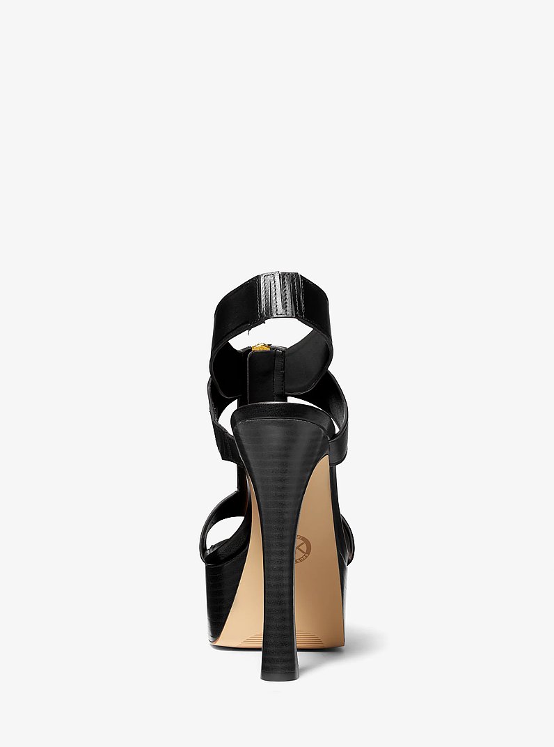 Berkley Leather Platform Sandal in BLACK | Michael Kors