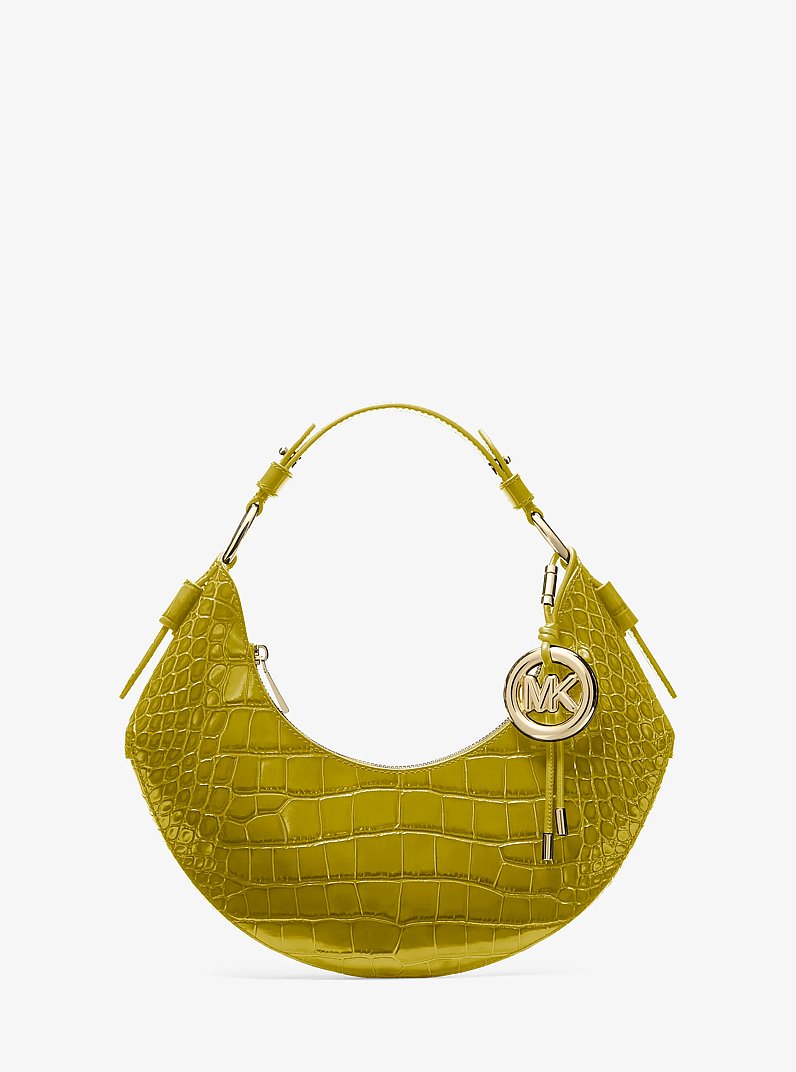 Koa Medium Crocodile Embossed Leather Shoulder Bag in APPLE | Michael Kors
