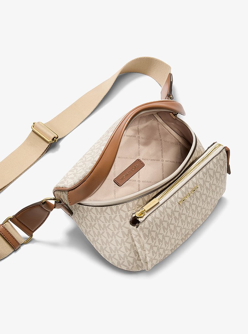Slater Medium Signature Logo Sling Pack in VANILLA | Michael Kors