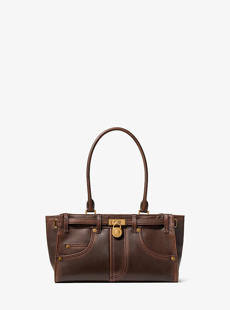 Bolso satchel Hamilton Moderne peque&ntilde;o de piel pulida in CHOCOLATE | Michael Kors