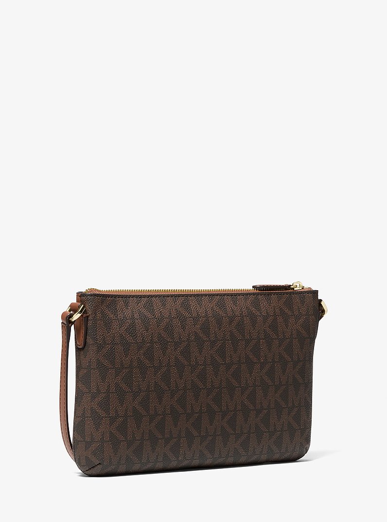 Jet Set Large Signature Logo Crossbody Bag in BROWN/LUGGAGE | Michael Kors