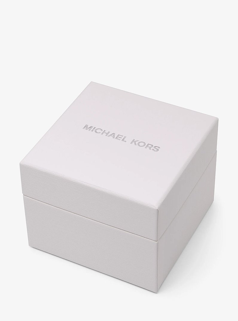 Petite Monroe Silver-Tone and Crocodile-Embossed Leather Watch Strap Set in SILVER | Michael Kors