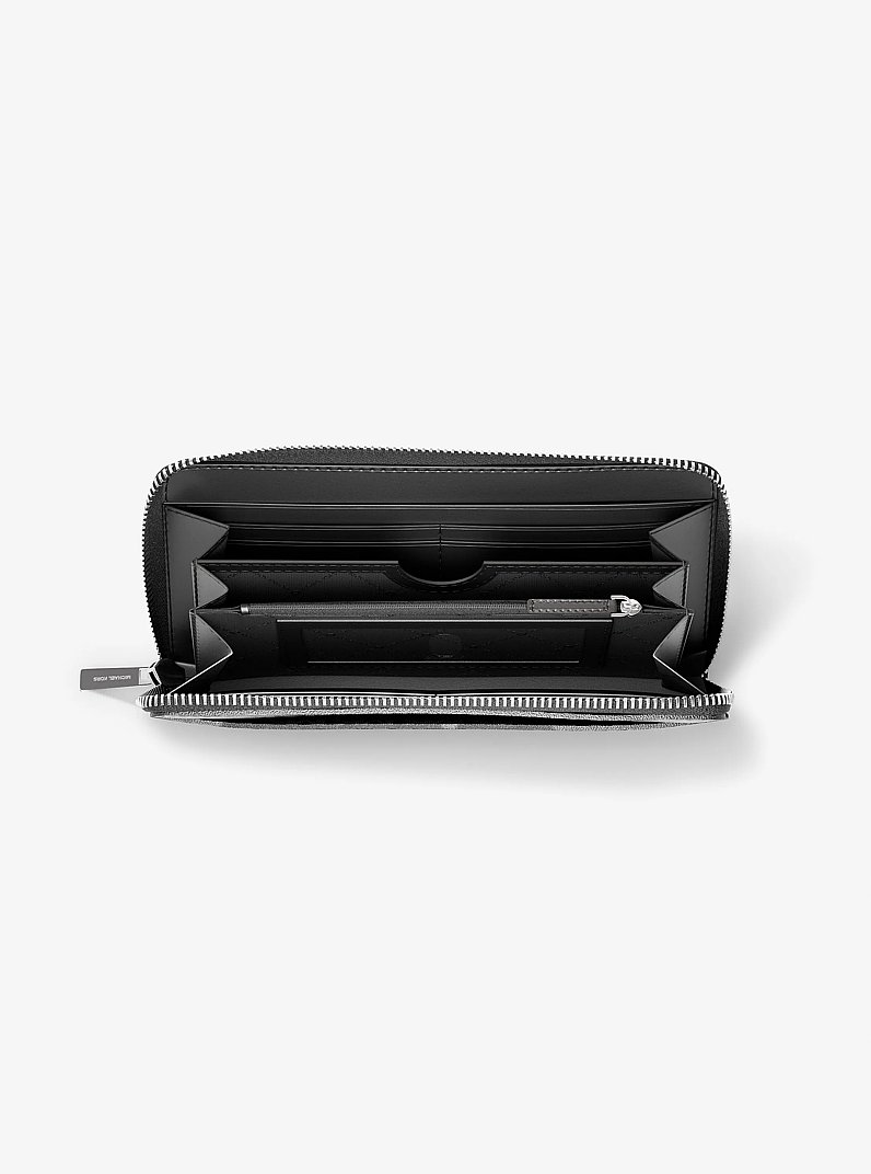 Cooper Embellished Logo Zip-Around Wallet in BLACK | Michael Kors