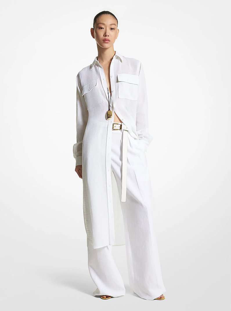 Linen Shirtdress in OPTIC WHITE | Michael Kors