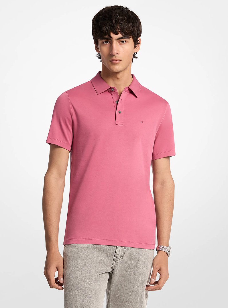 Embroidered Logo Cotton Polo Shirt in ROSEWOOD | Michael Kors