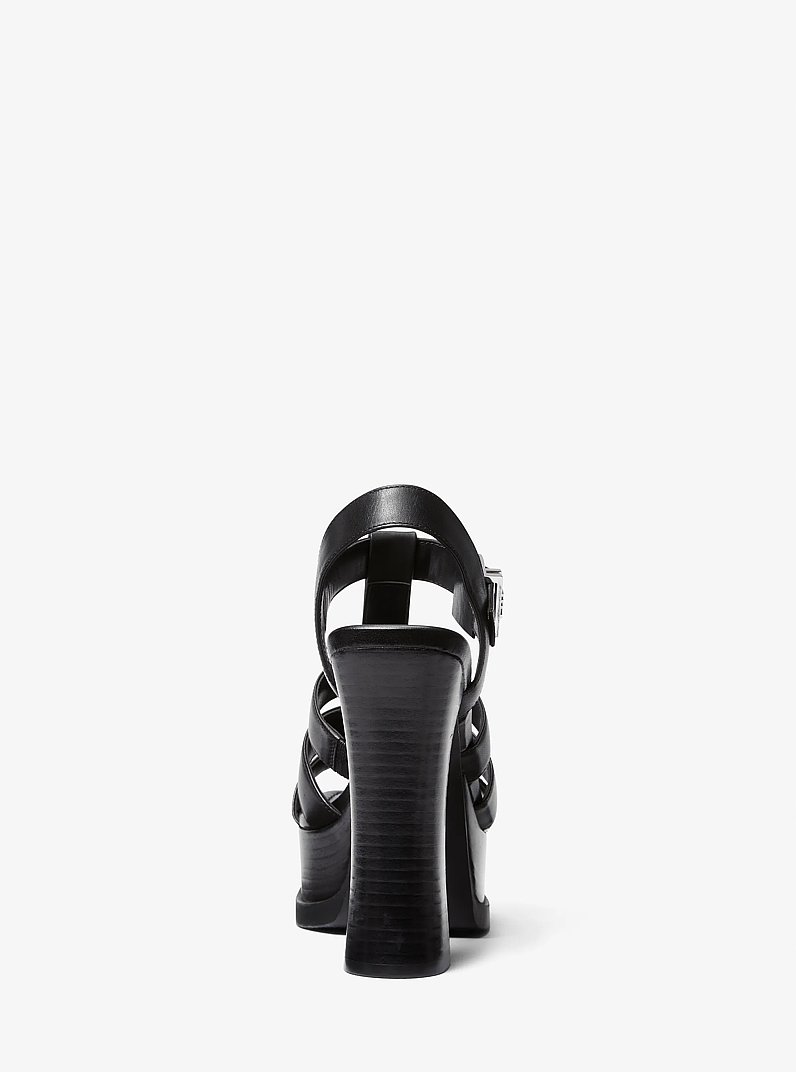 Jagger Leather Platform Sandal in BLACK | Michael Kors