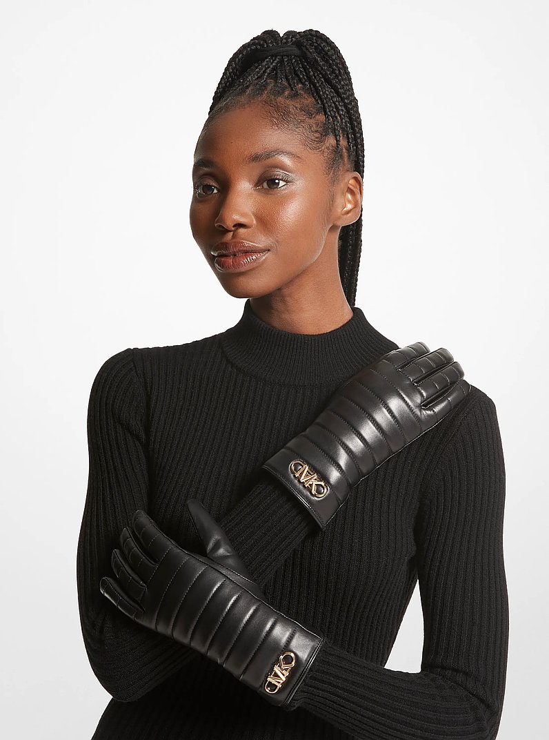 Gants en cuir matelass&eacute; in NOIR | Michael Kors