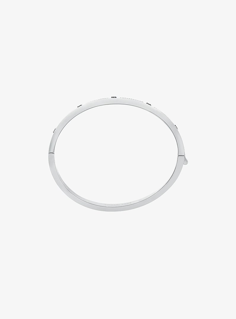 Pav&eacute; Logo Stud Bangle in SILVER | Michael Kors