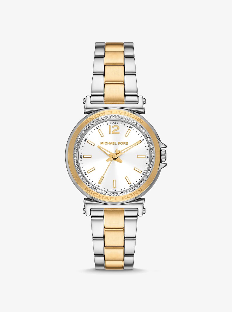 Mini Maren Pav&eacute; Two-Tone Watch in GOLD | Michael Kors
