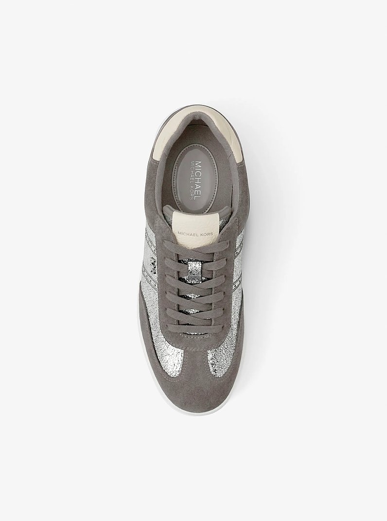Cody Mixed-Media Sneaker in SILVER | Michael Kors