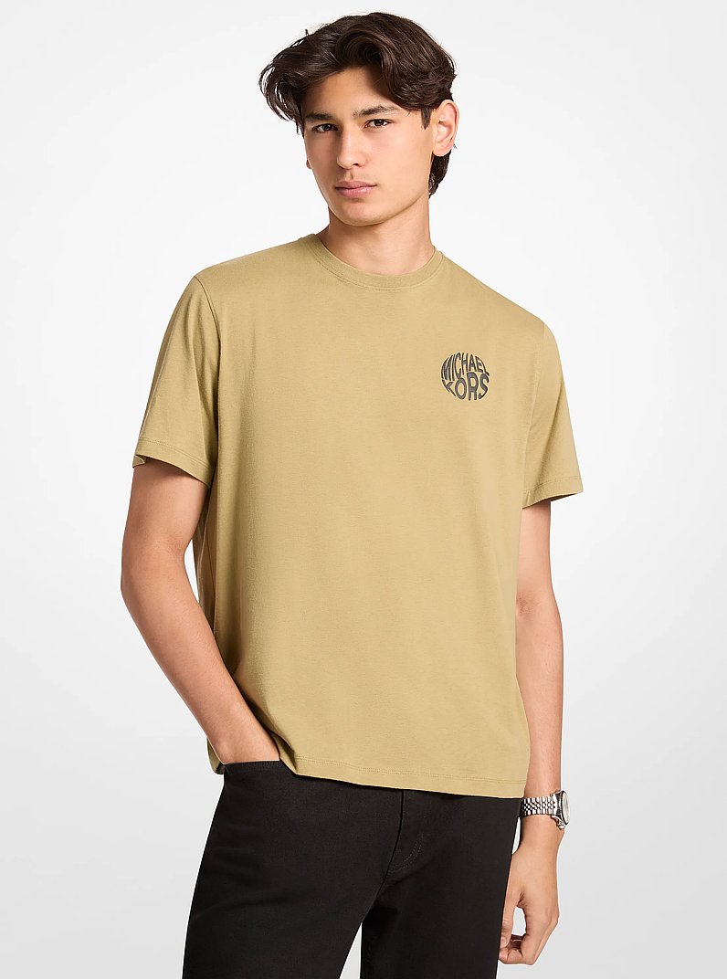 Camiseta de jersey de algod&oacute;n con logotipo gr&aacute;fico in OREGANO | Michael Kors