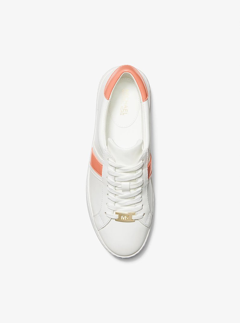 Irving Leather Stripe Sneaker in APRICOT | Michael Kors