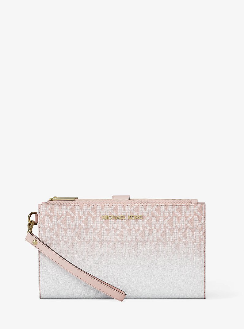 Grande pochette-bracelet Jet Set ombr&eacute;e &agrave; logo Signature in ROSE POUDR&Eacute; | Michael Kors
