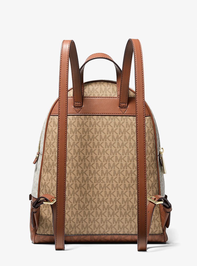 Rhea Medium Color-Block Logo Backpack in CAMEL COMBO | Michael Kors