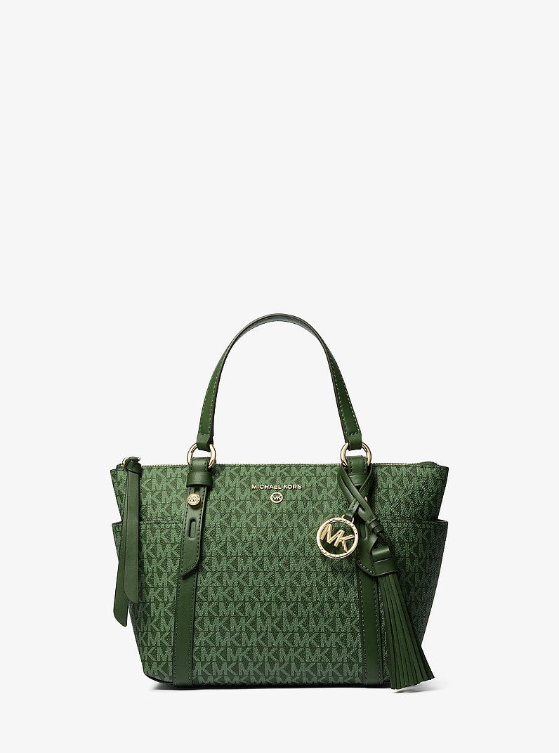 Sullivan Small Logo Top-Zip Tote Bag in AMAZON GREEN | Michael Kors