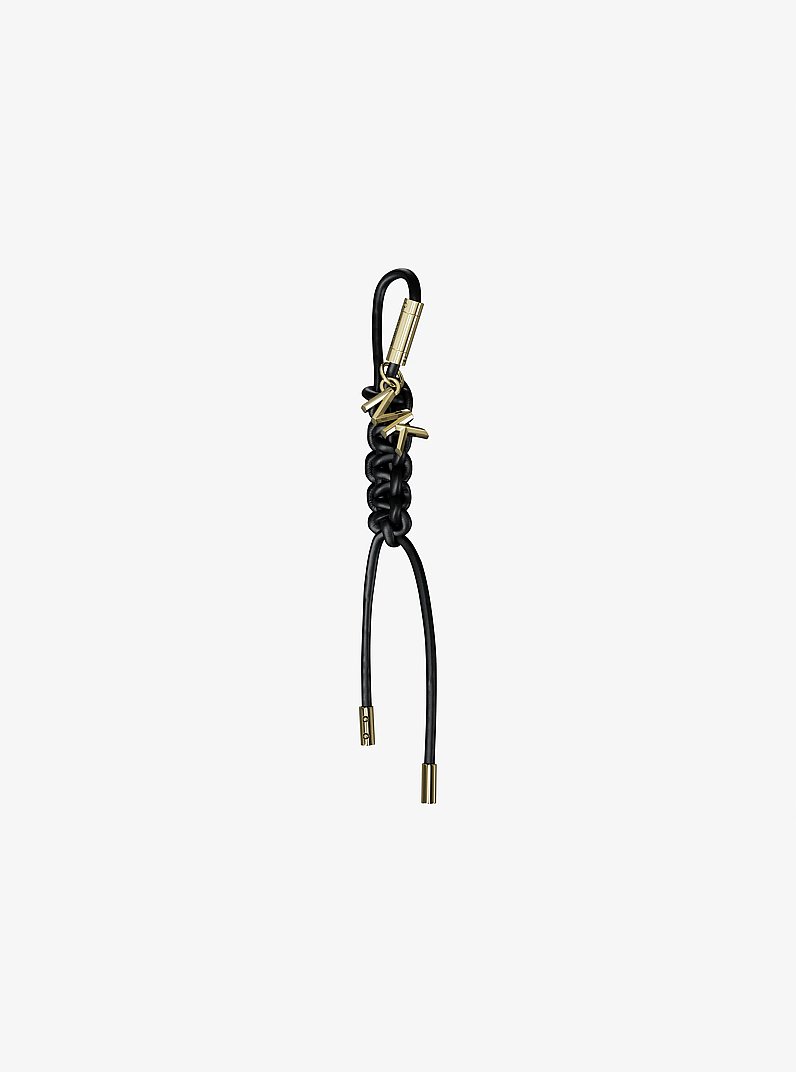 Gold-Tone and Braided Cord Bag Charm in BLACK | Michael Kors