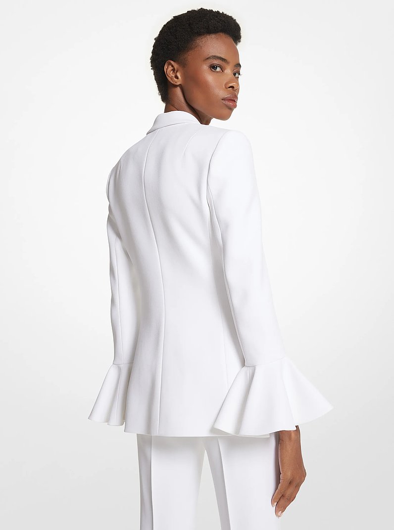 Double Crepe Sabl&eacute; Flare-Sleeve Blazer