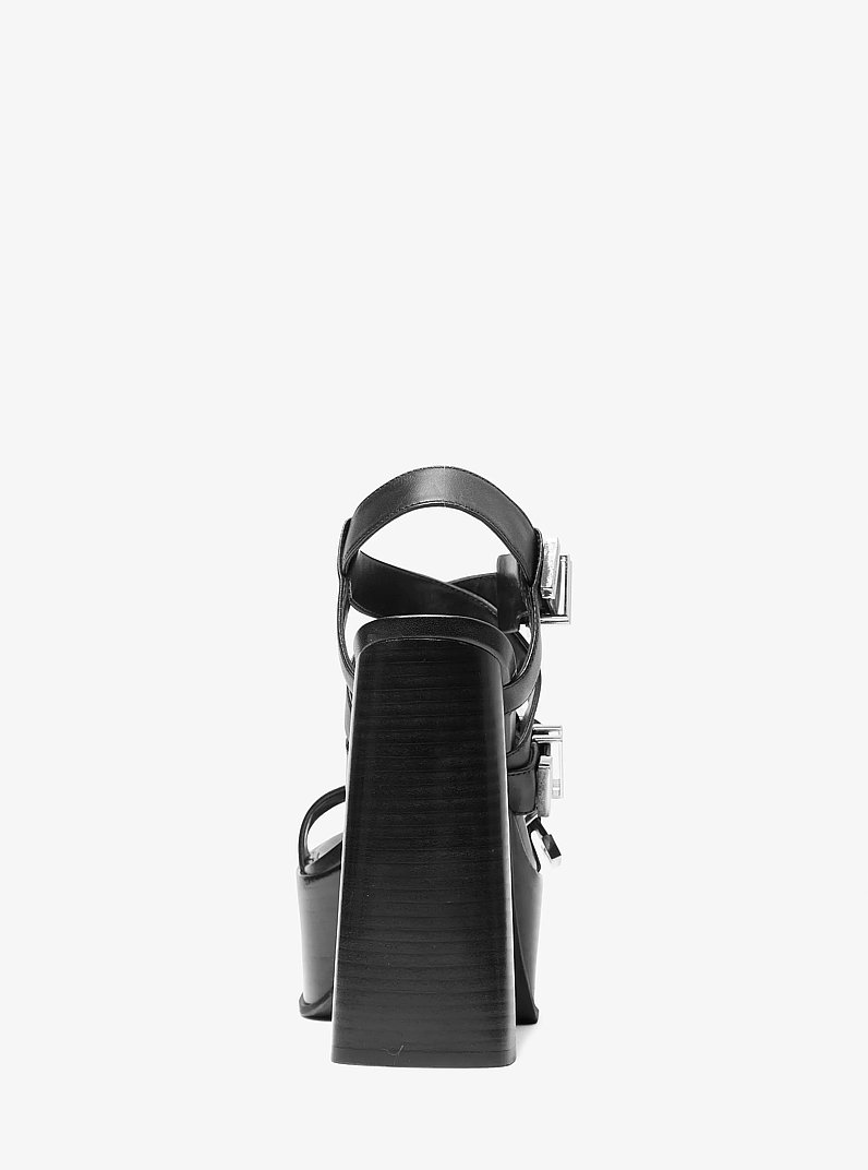 Darrington Leather Platform Sandal in BLACK | Michael Kors