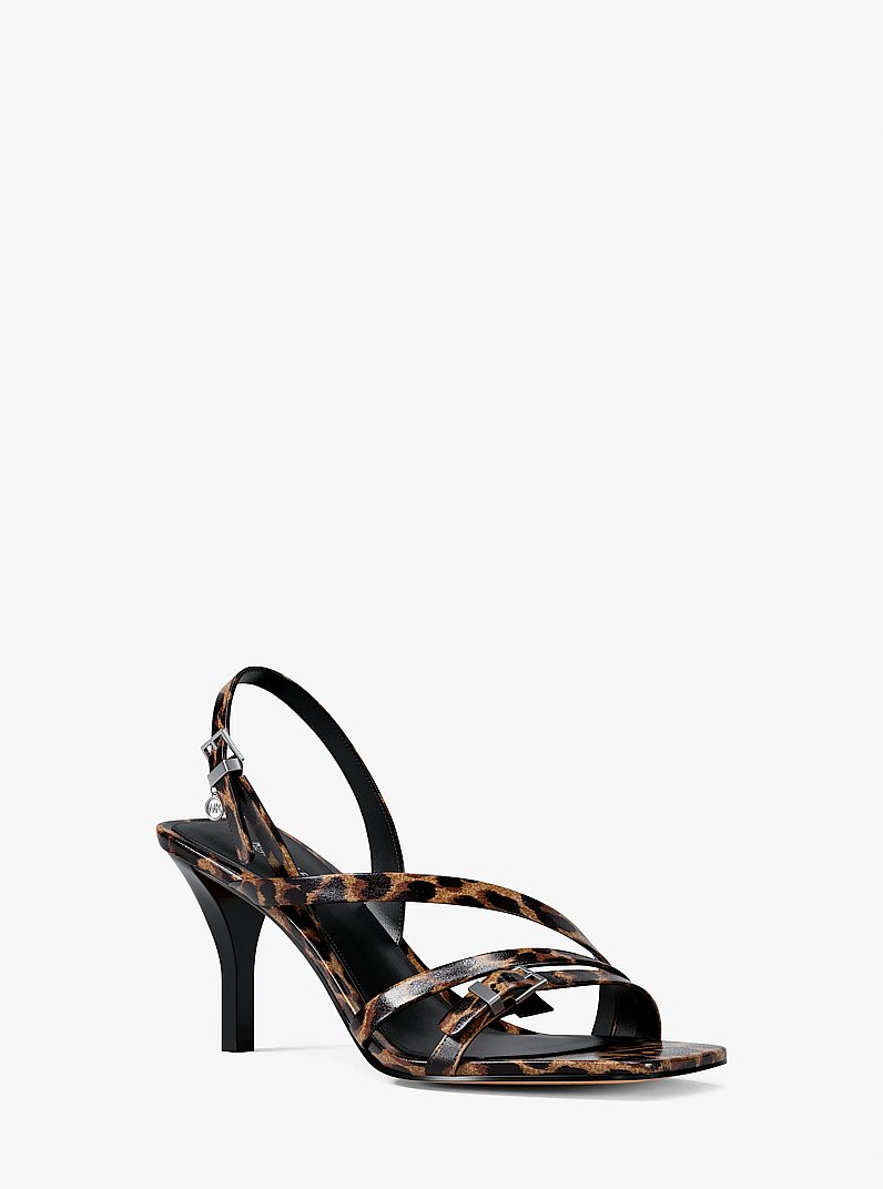 Yvette Leopard Print Sandal in DK CAMEL MLT | Michael Kors