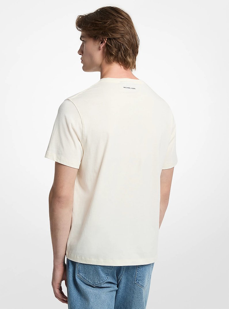 T-shirt in jersey di cotone con logo in OSSO | Michael Kors