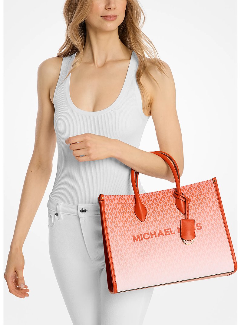 Bolso tote Mirella mediano con dise&ntilde;o ombr&eacute; y logotipo in ROJO ARCILLA | Michael Kors