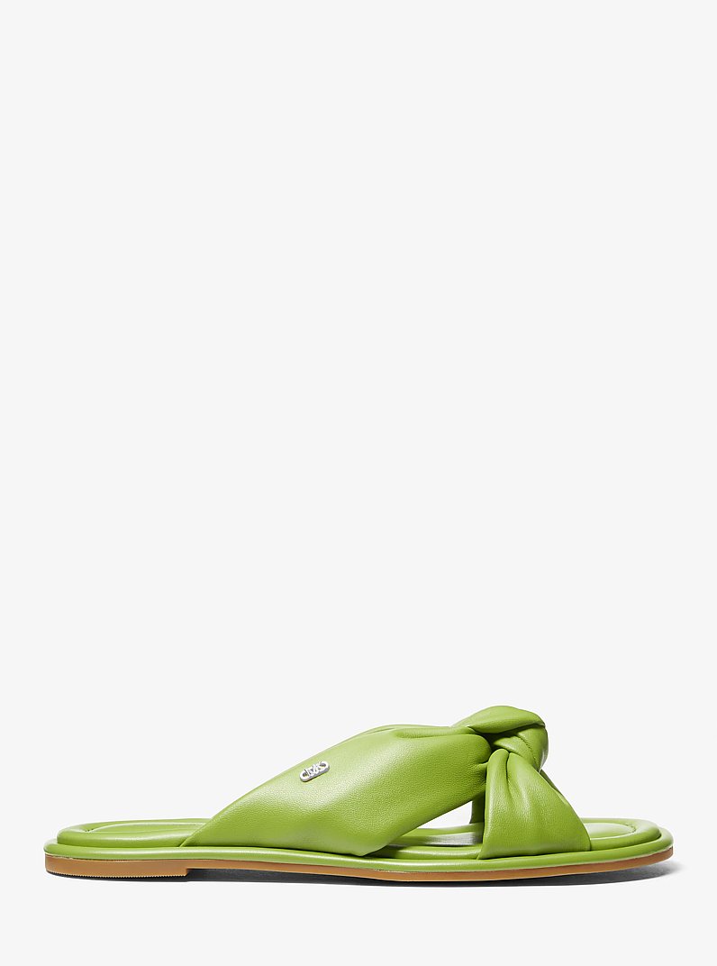 Elena Leather Slide Sandal in PEAR | Michael Kors