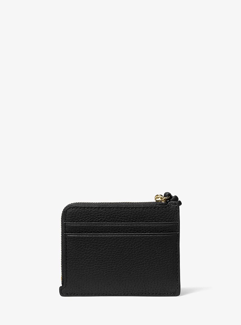 Porta carte di credito con cinturino da polso Jet Set piccolo in pelle martellata in NERO | Michael Kors