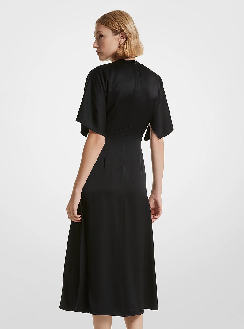 Satin Midi Dress in BLACK | Michael Kors