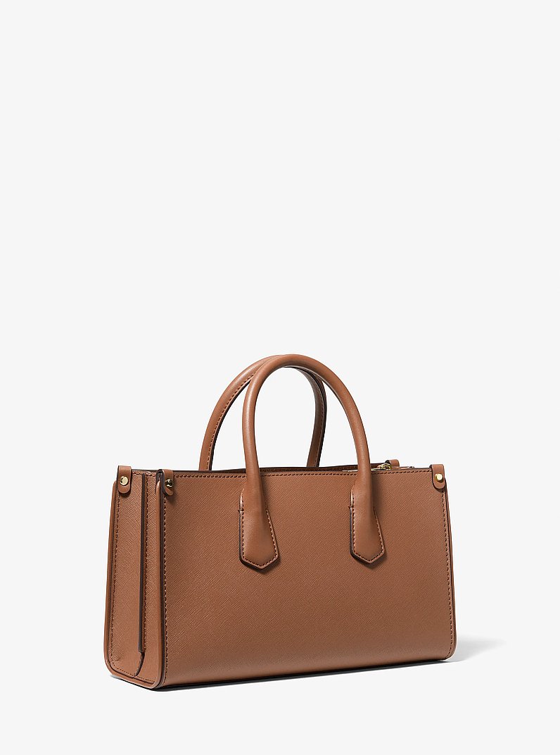 Borsa a tracolla convertibile Maple piccola in pelle Saffiano in CUOIO | Michael Kors