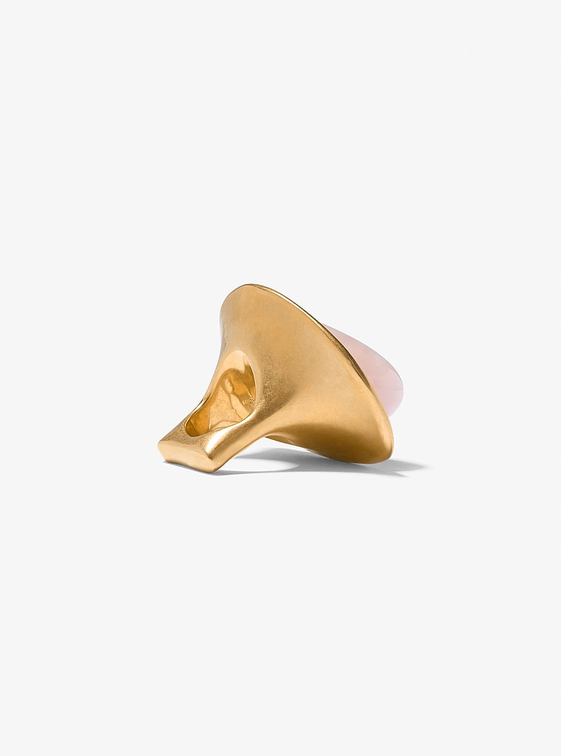 24k-Gold-Plated Brass and Stone Ring in QUARTZ | Michael Kors
