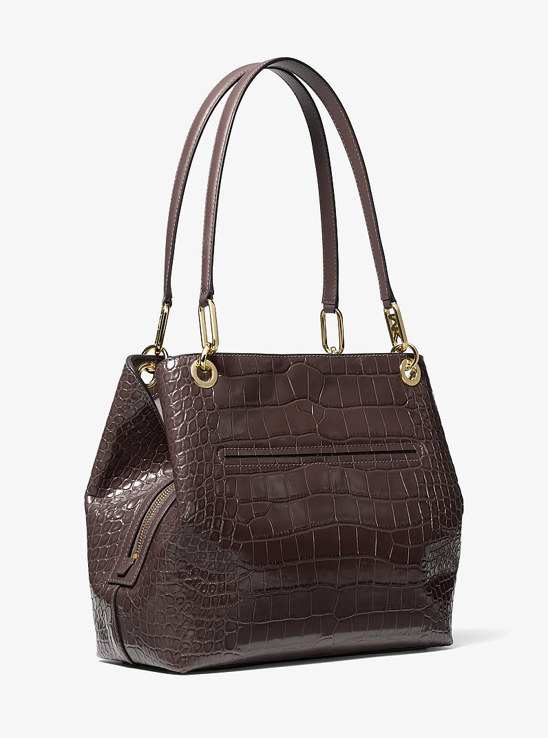 Kensington Large Crocodile Embossed Leather Tote Bag