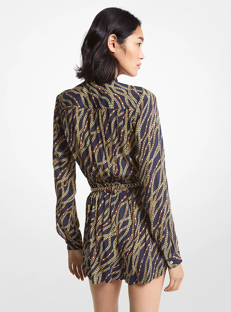 Status Print Georgette Romper in MIDNIGHTBLUE | Michael Kors