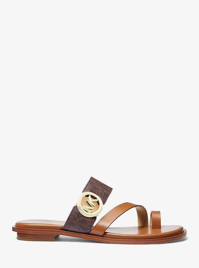 Vera Signature Logo Sandal in BROWN | Michael Kors