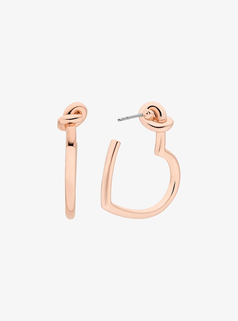 Knotted Heart Hoop Earrings in ROSE GOLD | Michael Kors