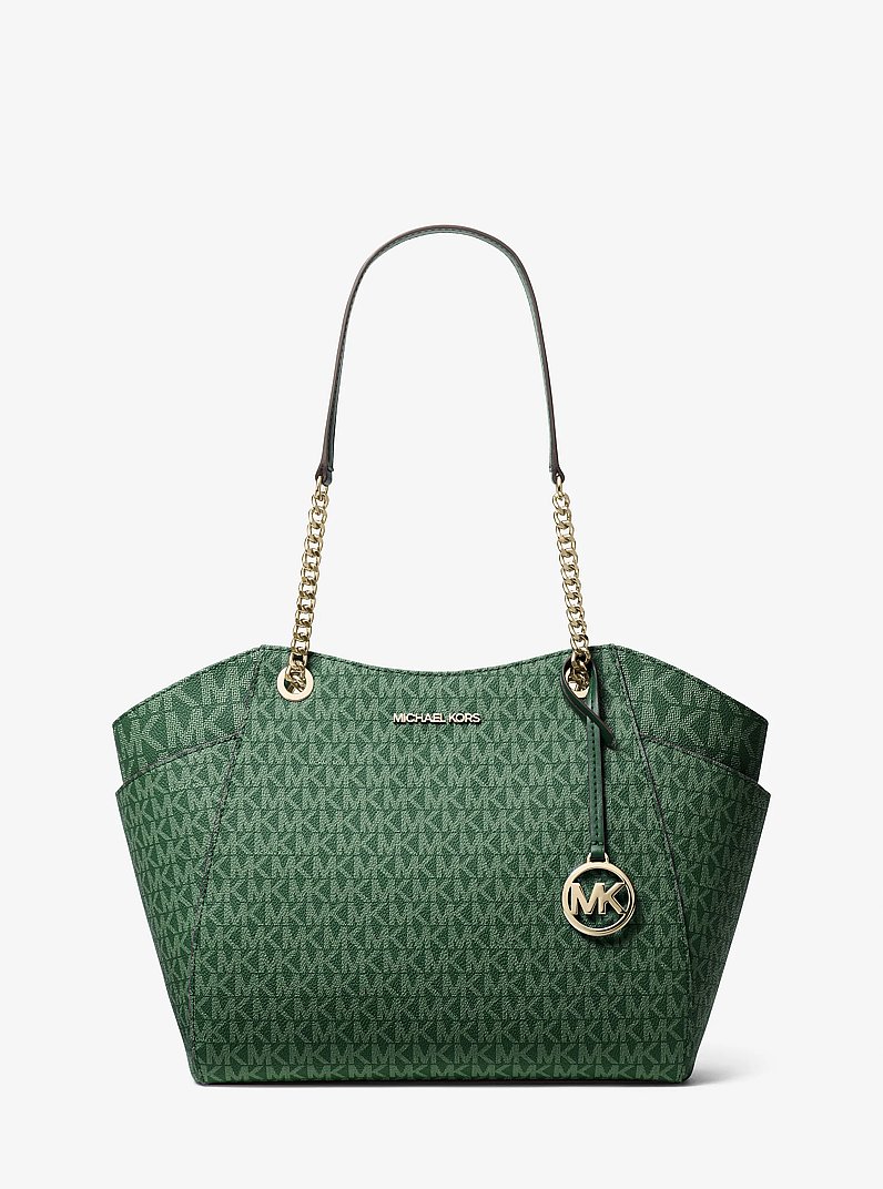 Jet Set Large Signature Logo Shoulder Bag in MOSS | Michael Kors