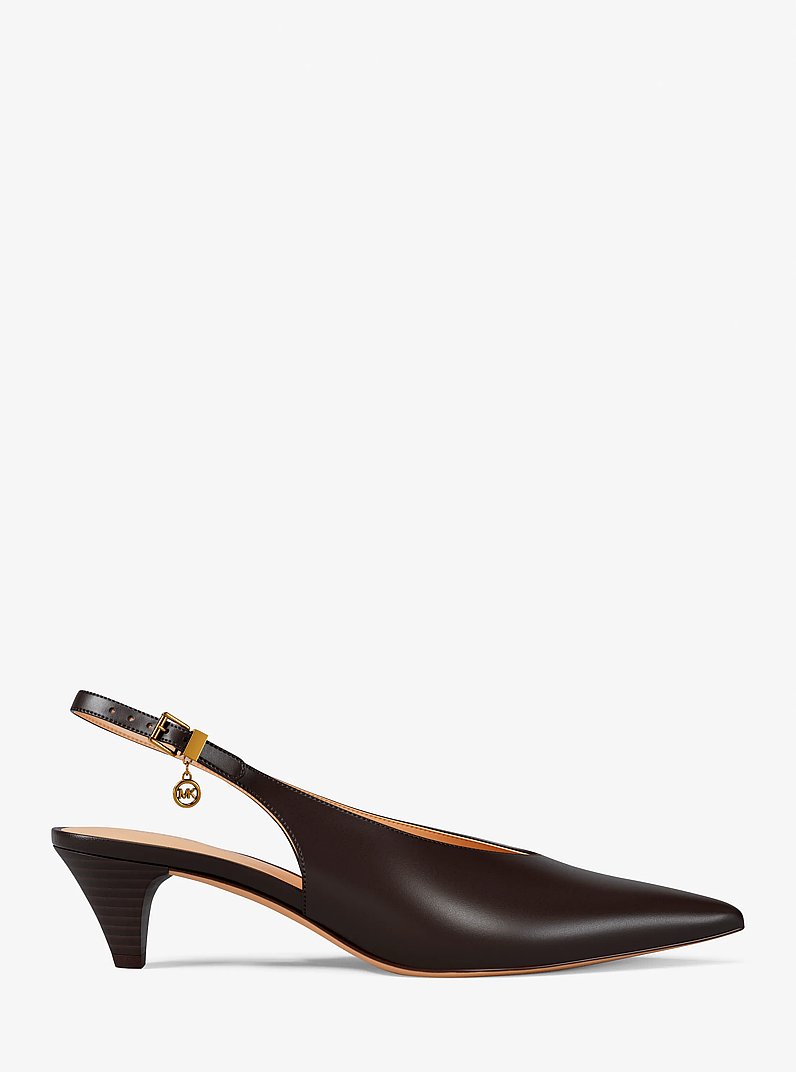 D&eacute;collet&eacute; Tonya slingback in pelle in CIOCCOLATO | Michael Kors